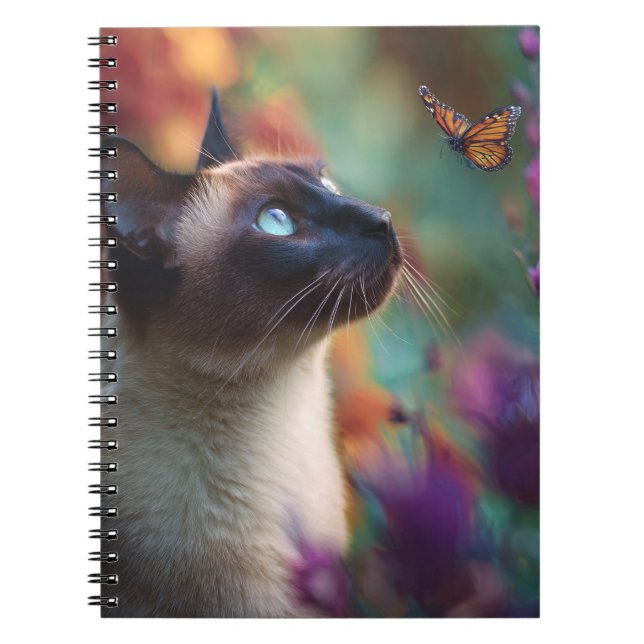 Caderno Espiral Notebook Siamese Cat e Butterfly (Frente)