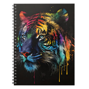 Caderno Espiral Notebook Siberian Tiger Spiral, Rainbow