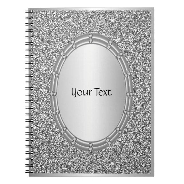 Caderno Espiral Notebook Silver Glitter Frame Spiral (Frente)
