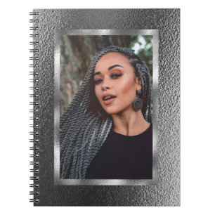 Caderno Espiral Notebook Silver Metallic Custom Photo Spiral
