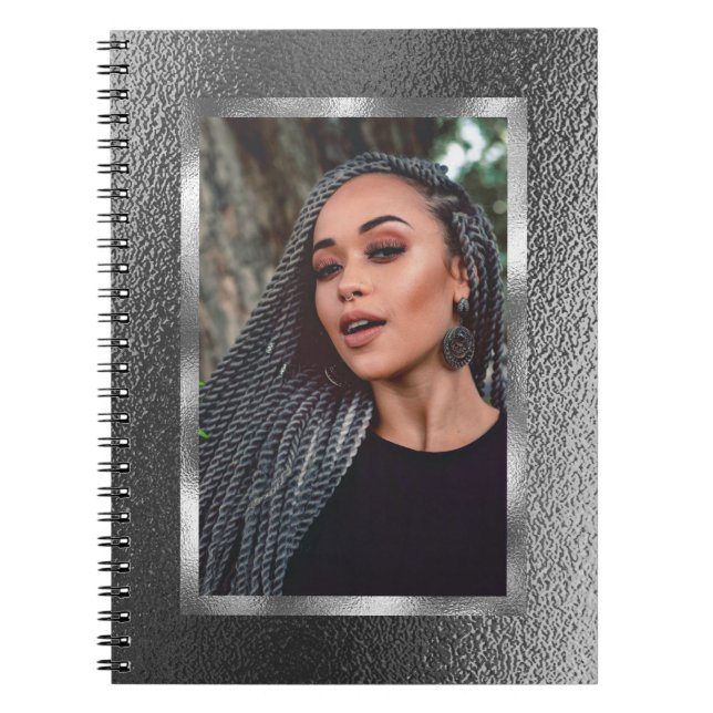 Caderno Espiral Notebook Silver Metallic Custom Photo Spiral (Frente)