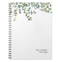 Notebook Simples Eucalyptus Greenery Professora Gi