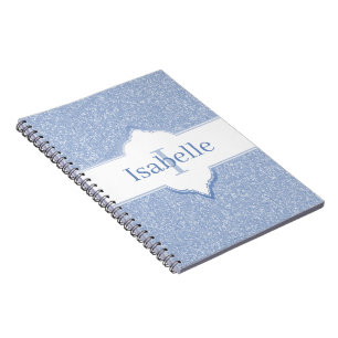 Caderno Espiral Notebook Sky Blue Glitter Monogramas