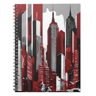 Caderno Espiral Notebook Sleek Urban Skyline - Vermelho Negrito, P