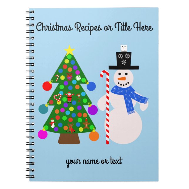 Caderno Espiral Notebook Snowman e Árvore de Natal #3 (Frente)