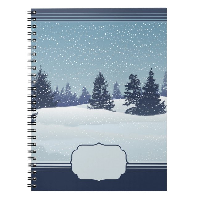 Caderno Espiral Notebook Snowy Blue Landscape (Frente)