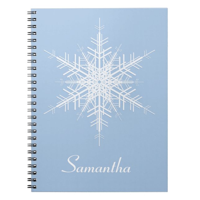 Caderno Espiral Notebook Snowy Blue Snowflake (Frente)