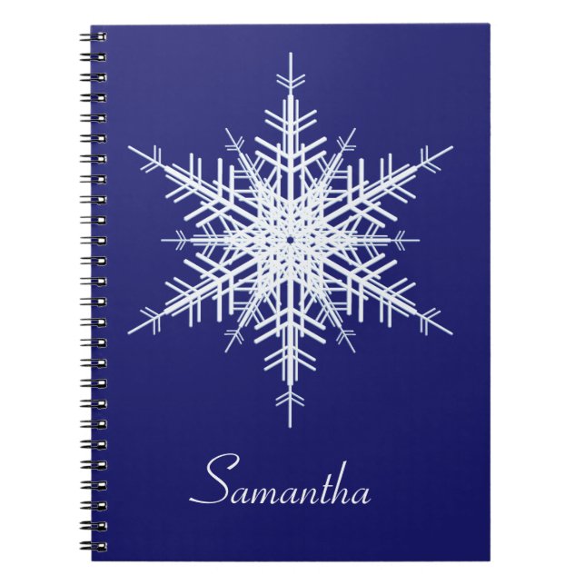 Caderno Espiral Notebook Snowy Blue Snowflake (Frente)