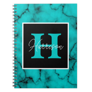 Caderno Espiral Notebook sofisticado Turquesa Marble