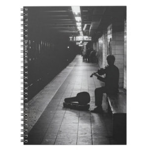 Caderno Espiral Notebook-sombra violinista de metrô