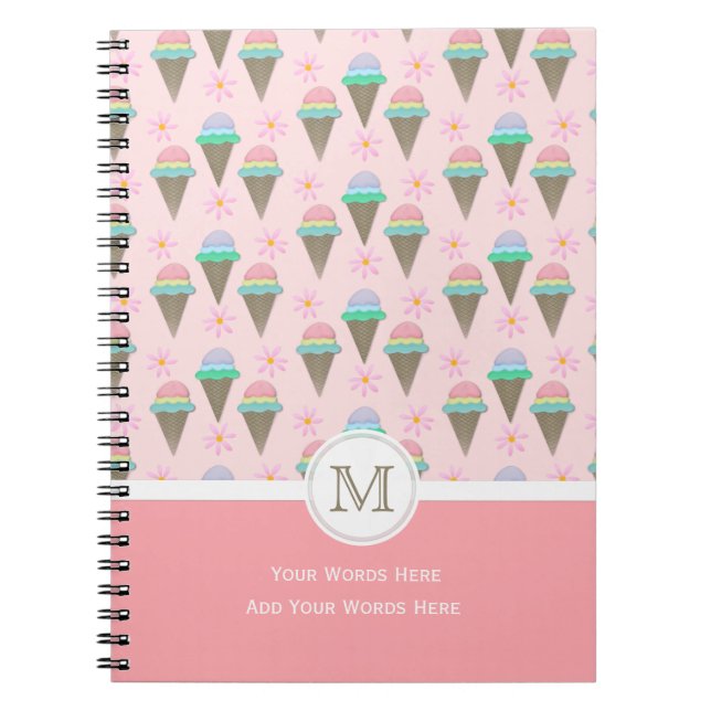 Caderno Espiral Notebook Sorvete Monograma (Frente)