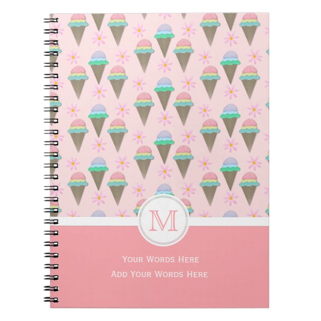 Caderno Espiral Notebook Sorvete Monograma (Frente)
