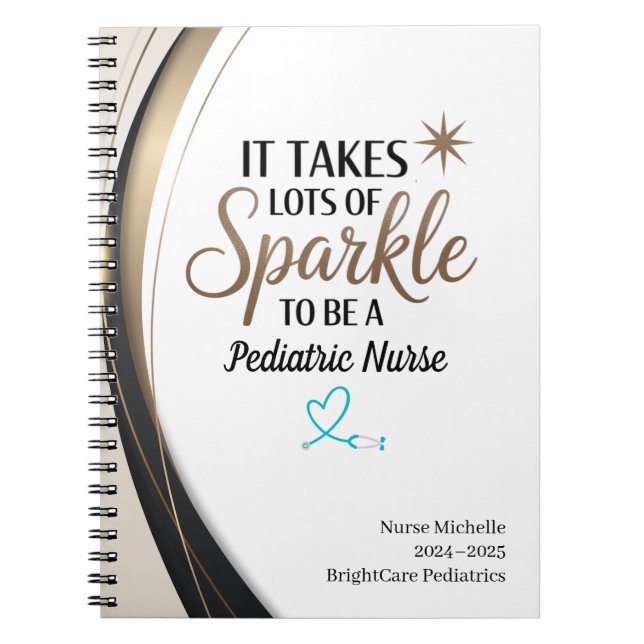 Caderno Espiral Notebook Sparkle para enfermeiro pediátrico - Pers (Frente)