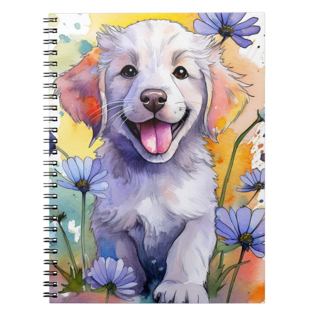 Caderno Espiral Notebook Spiral De Puppy Retriever Do ouro (Frente)