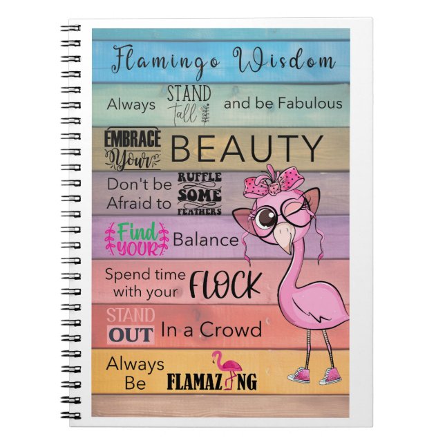 Caderno Espiral Notebook Spiral FLAMINGO WISDOM (Frente)