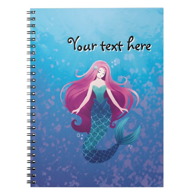 Caderno Espiral Notebook Spiral Personalizado para Sereia do Mar b (Frente)