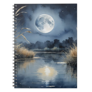 Caderno Espiral Notebook Spiral - Serene Moonlit Lake Landsc