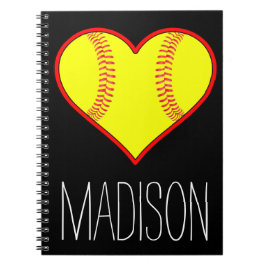 Caderno Espiral Notebook Spiral Softball Personalizado