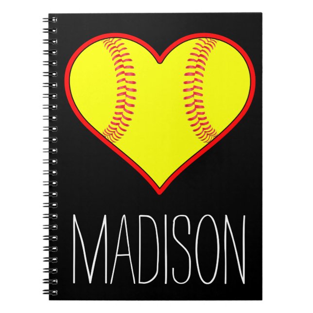 Caderno Espiral Notebook Spiral Softball Personalizado (Frente)