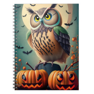 Caderno Espiral Notebook Spooky Chic Owl e Pumpkin Halloween