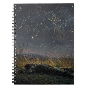 Caderno Espiral Notebook Starlit Field Dreaming Night