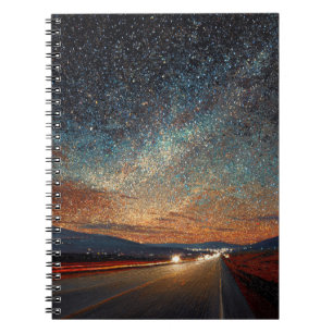 Caderno Espiral Notebook Starry Highway Colorful Night Sky