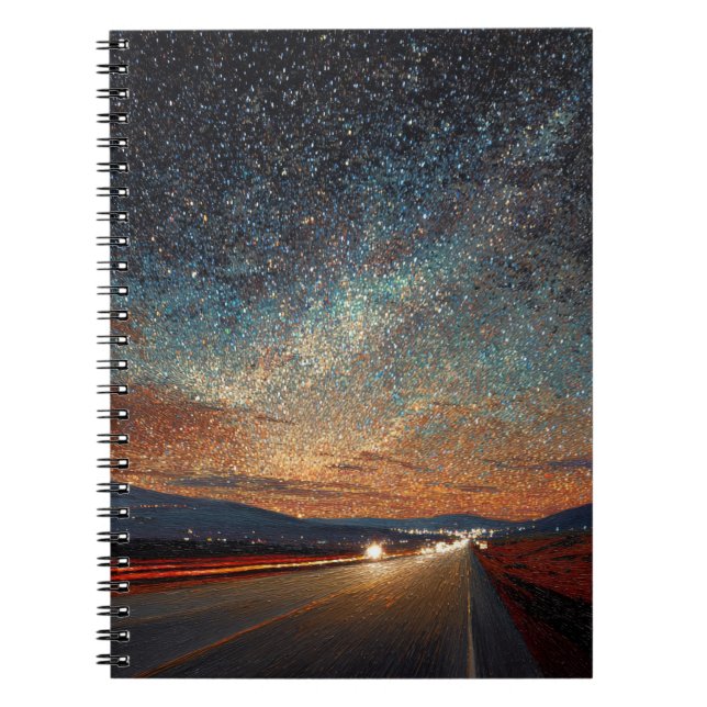 Caderno Espiral Notebook Starry Highway Colorful Night Sky (Frente)