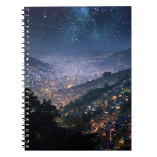 Caderno Espiral Notebook Starry Night Over Glowry City
