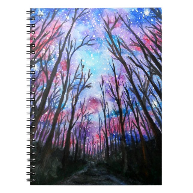 Caderno Espiral Notebook Starry Park Sky Night - Watercolor (Frente)