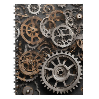 Caderno Espiral Notebook Steampunk Gears - Desi Industrial Vintage