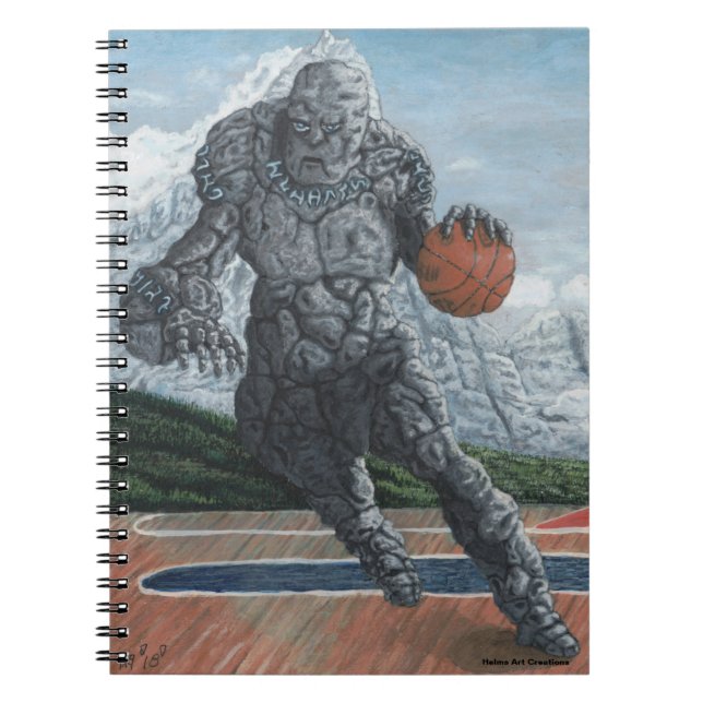 Caderno Espiral Notebook Stone Golem Jogando Basquete Gráfico (Frente)