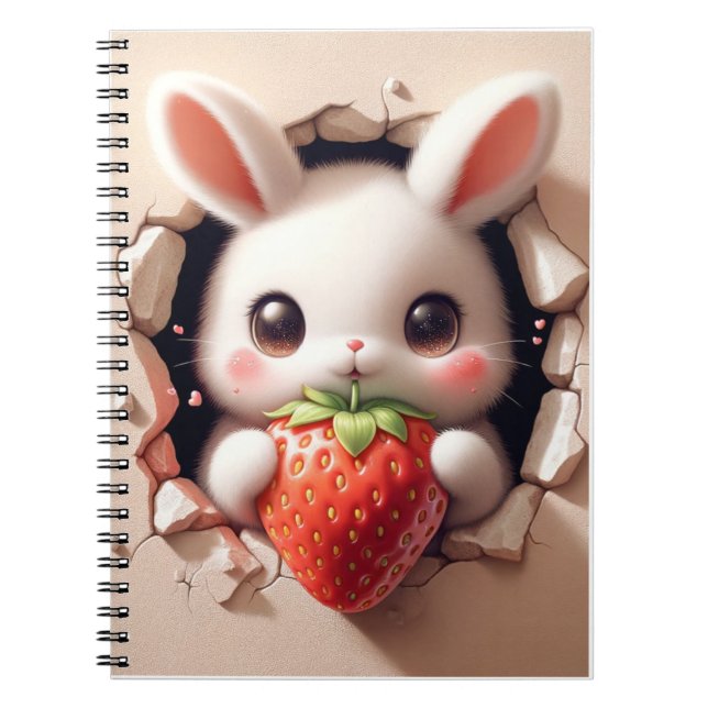 Caderno Espiral Notebook Strawberry Bunny (Frente)