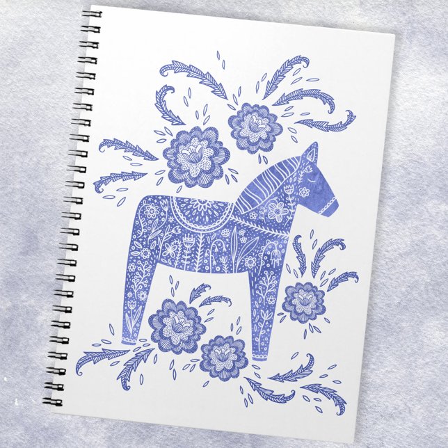 Caderno Espiral Notebook sueco Dala Horse Blue e White (Criador carregado)