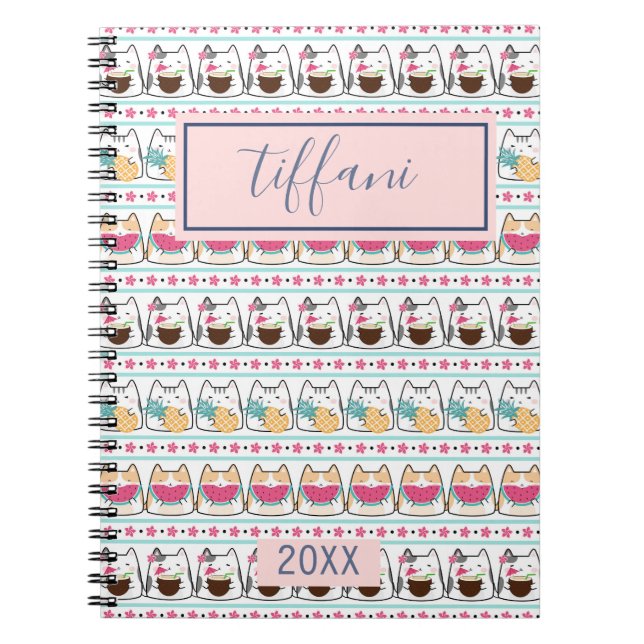 Caderno Espiral Notebook Summer Kitty Cats Spiral (Frente)