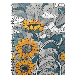 Caderno Espiral Notebook Sunflower Elegance - Desi Floral Artístic