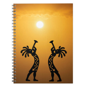 Caderno Espiral Notebook Sunset Desert Sun Kokopelli