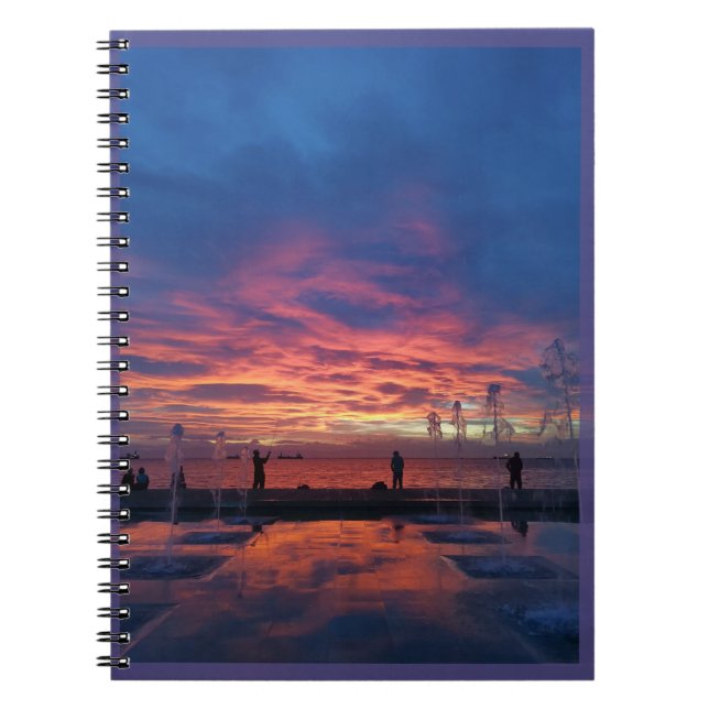 Caderno Espiral Notebook 'Sunset in the port'' Blue Spiral Photo (Frente)