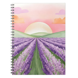Caderno Espiral Notebook sunset lavanda Fields