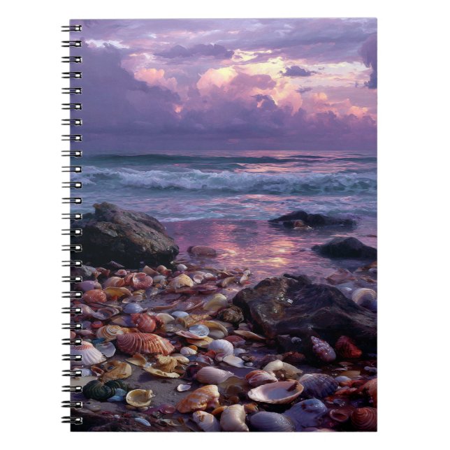 Caderno Espiral Notebook Sunset Ocean Shore (Frente)