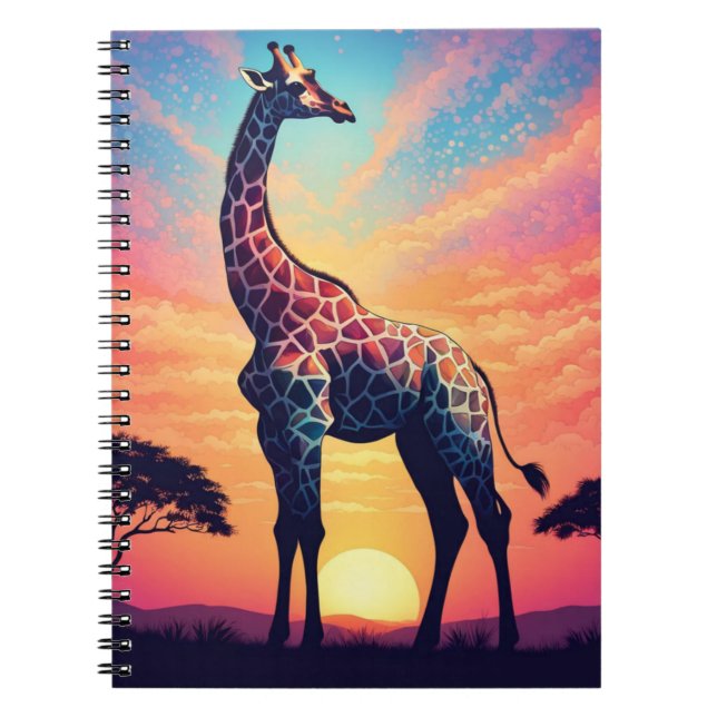 Caderno Espiral Notebook Sunset Serenity Giraffe (Frente)