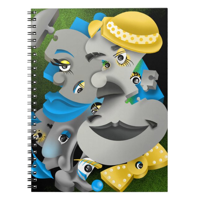 Caderno Espiral Notebook Surreal Quebra-cabeça Faces (Frente)