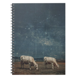 Caderno Espiral Notebook Surreal Starfield Pasture Cow