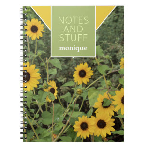 Caderno Espiral Notebook Susan Floral de olhos pretos amarelo