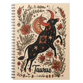 Caderno Espiral Notebook Taurus Celestial Zodiac Art