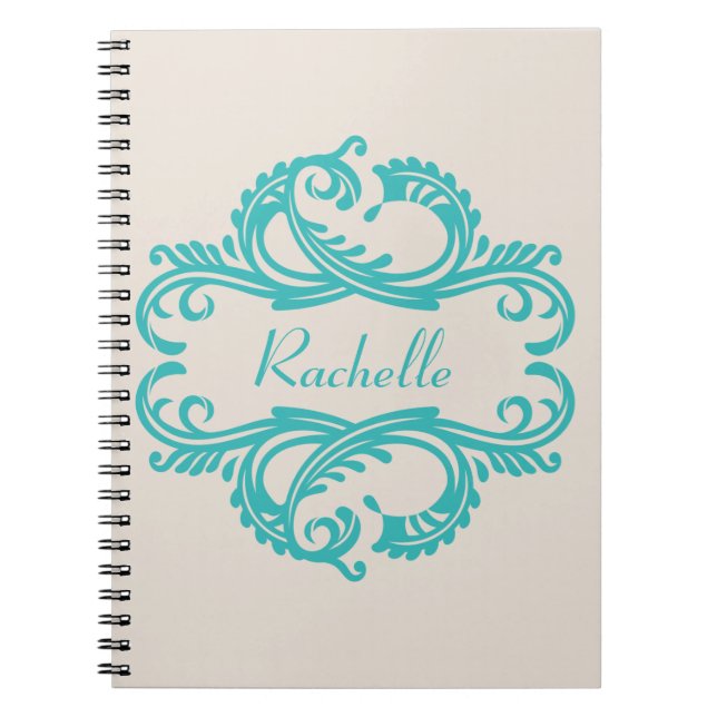 Caderno Espiral Notebook Teal Chic Damask (Frente)