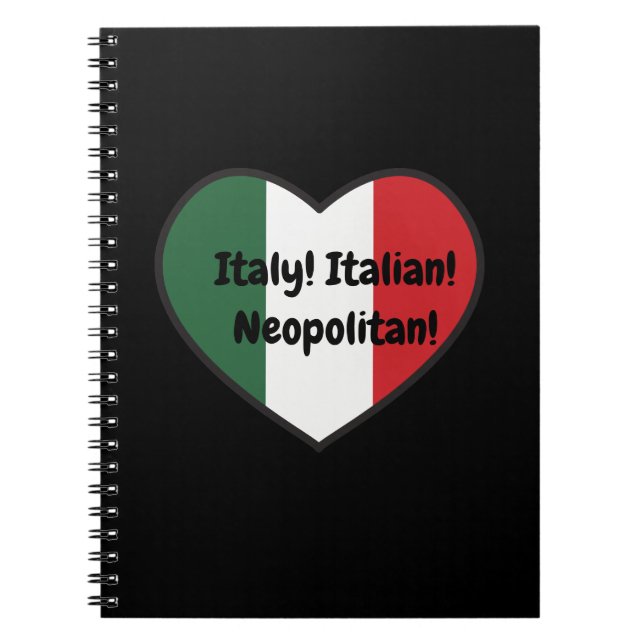 Caderno Espiral NOTEBOOK - Tema italiano. Texto personalizável (Frente)
