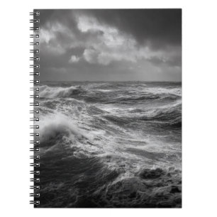 Caderno Espiral Notebook Tempestade Ocean Onda Negro