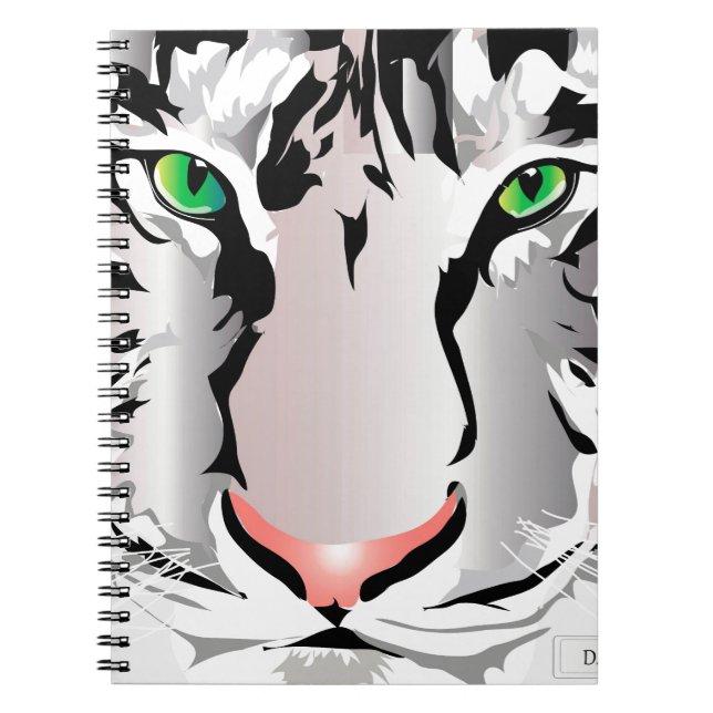 CADERNO ESPIRAL NOTEBOOK TIGER WHITE/CINZA (Frente)