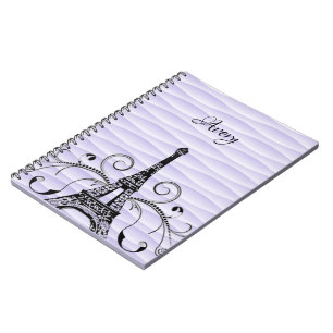 Caderno Espiral Notebook Torre Eiffel Roxo