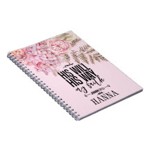 Notebook Trendy Floral Blush Pampas Grass